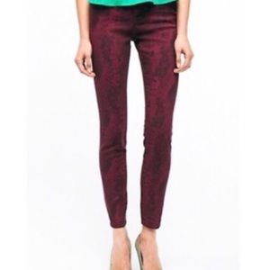 BDG Burgundy snake skin pattern skinny jeans